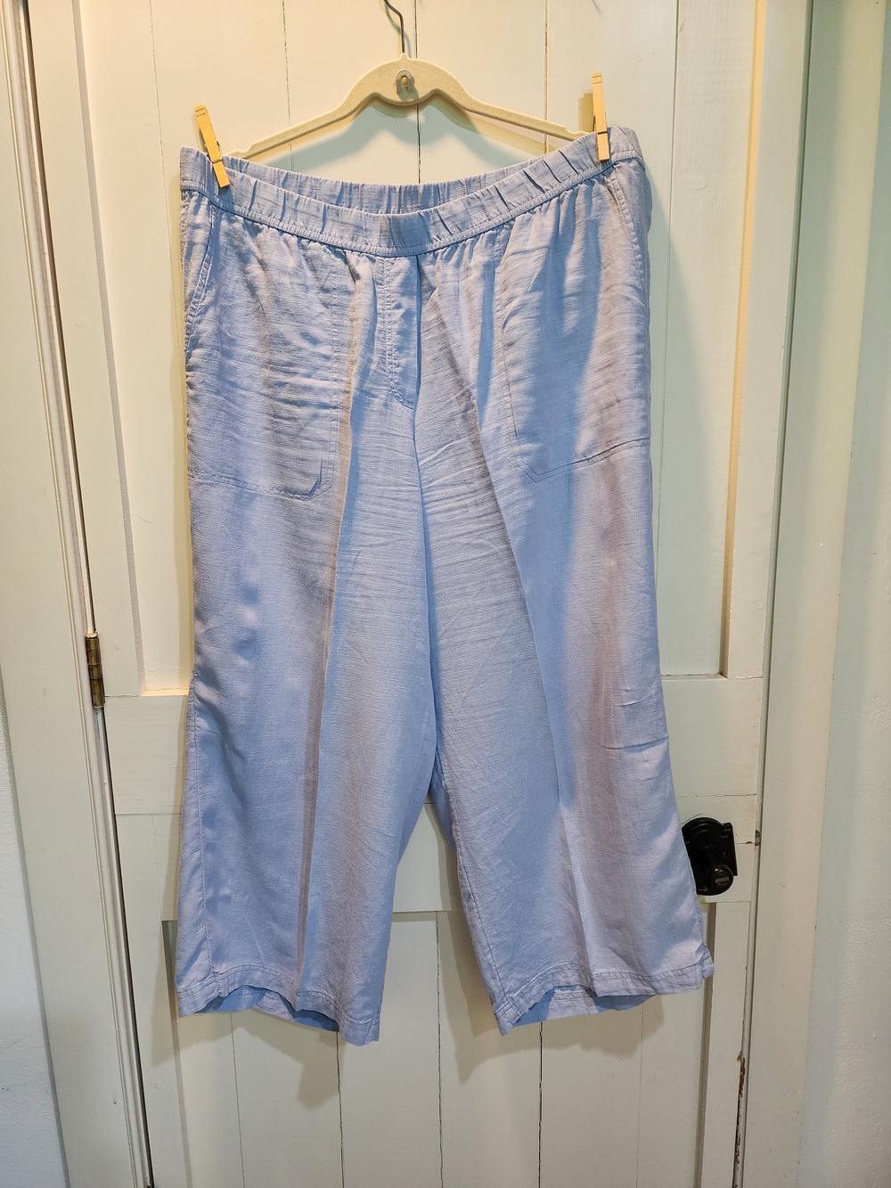 J Jill Light Blue Wide-Leg Linen Blend Crop Pants XL